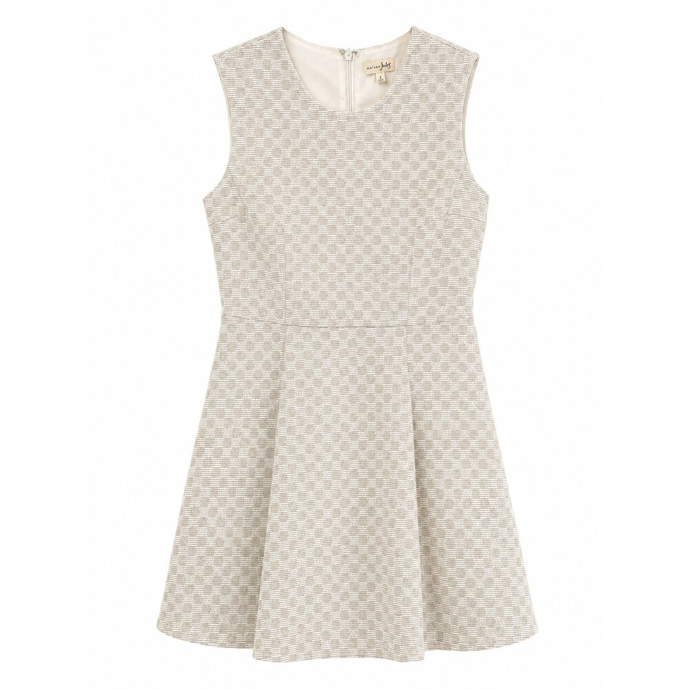 Women's Maison Jules Sleeveless Creme Beige Sleeveless Textured Dress Size L